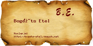 Bogáts Etel névjegykártya
